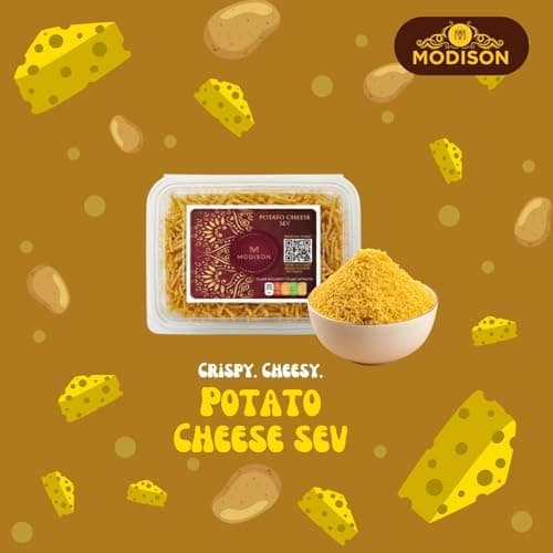 MODISON Potato Cheese Sev Indian Snacks Crispy Cheesy 180g thumbnail 5