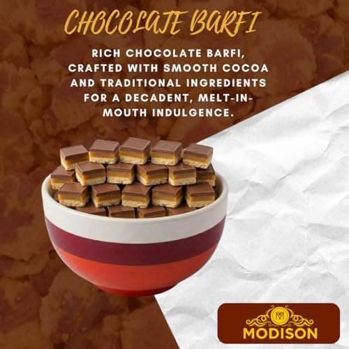 MODISON Chocolate Barfi Indian Sweets Milk Mithai 8 Piece 370g thumbnail 7
