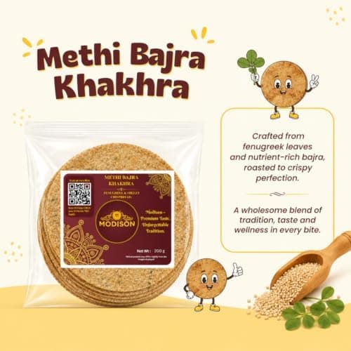 MODISON Methi Bajra Khakhra Fenugreek Millet Crispbread 200g thumbnail 3
