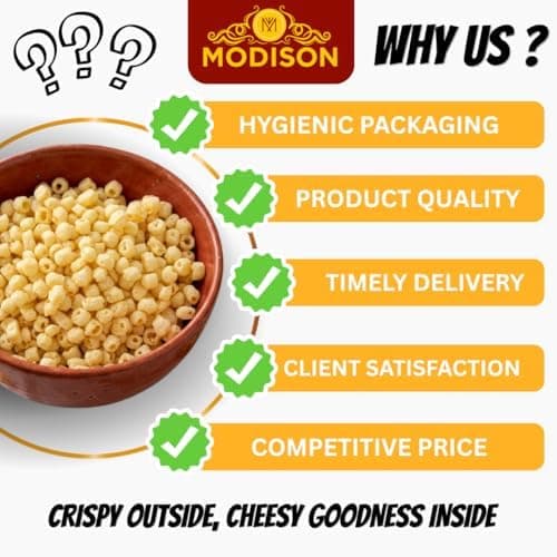 MODISON Cheese Pop Indian Snacks White Cheddar Puffs 180g thumbnail 2