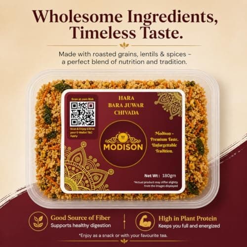 MODISON Hara Bhara Jowar Chivda Indian Namkeen Roasted Sorghum 180g thumbnail 3