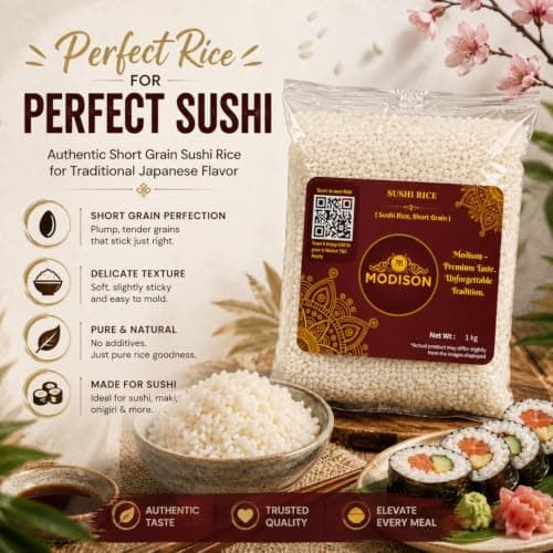 MODISON Sushi Rice Short Grain Rice Gluten Free Vegan 1kg thumbnail 3