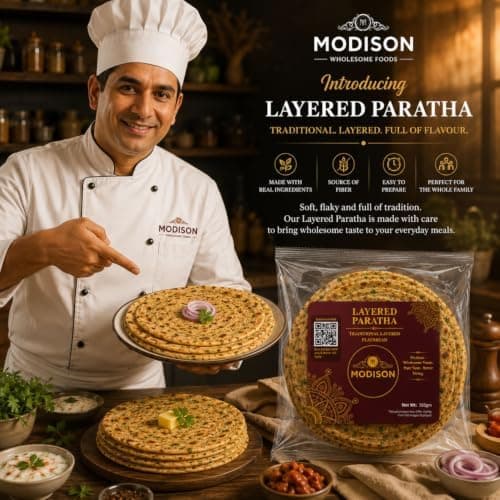 MODISON Layered Paratha Traditional Indian Flatbread Frozen 360g thumbnail 5
