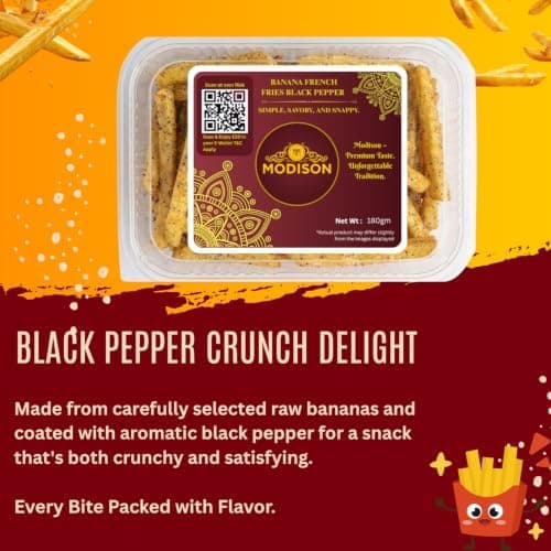 MODISON Banana French Fries Indian Snacks Black Pepper Kela 180g thumbnail 4