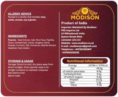 MODISON Roasted Peanuts Healthy Snacks Protein Rich Groundnuts 250g thumbnail 2