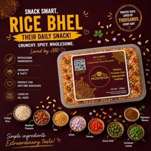 MODISON Rice Bhel Indian Namkeen Crispy Puffed Grain 180g thumbnail 3