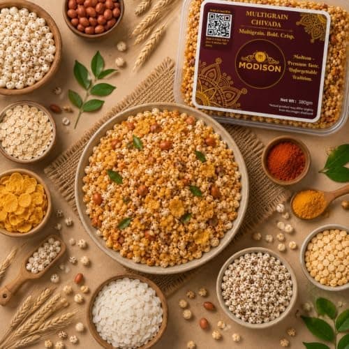 MODISON Multigrain Chivada Indian Namkeen Crispy Millet Blend 180g thumbnail 4