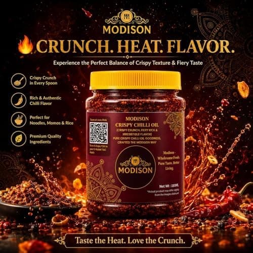 MODISON Crispy Chilli Oil 190ml – Spicy Chilli Crunch Condiment with Crispy Garlic | Bold Flavor & Crunch | Ideal for Noodles, Ramen, Dumplings & Rice Bowls | Vegan Friendly (190ml) thumbnail 3