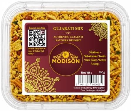 MODISON Gujarati Mix Indian Namkeen Snack Traditional Savoury 200g thumbnail 1