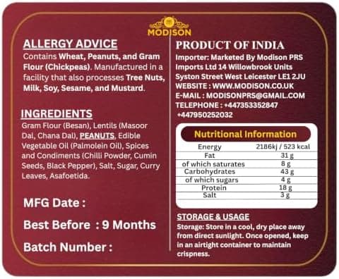 MODISON Dal Biji Indian Namkeen Snack Traditional Savoury 200g thumbnail 2