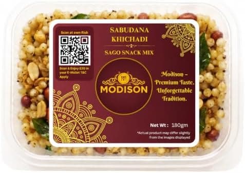 MODISON Sabudana Khichadi Indian Snacks Fasting Tapioca Meal 180g thumbnail 1
