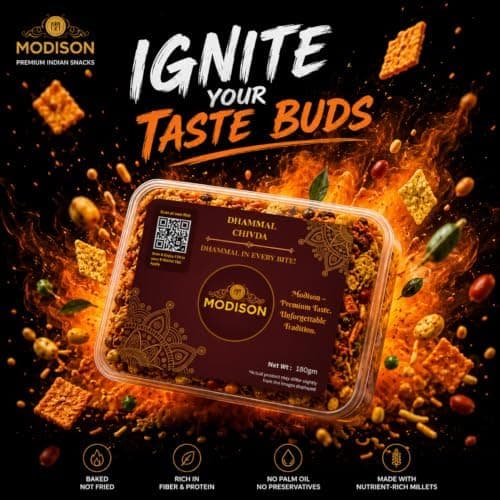 MODISON Dhammal Chivda Indian Namkeen Spicy Crunchy Mix 180g thumbnail 3