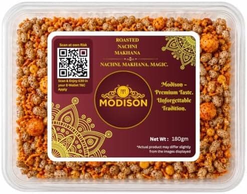 MODISON Roasted Nachni Makhana Indian Snacks Fox Nuts Ragi 180g thumbnail 1