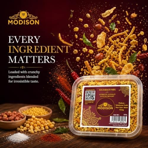 MODISON Gujarati Mix Indian Namkeen Snack Traditional Savoury 200g thumbnail 4