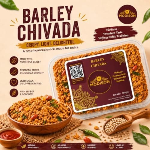 MODISON Barley Chivda Indian Namkeen Crispy Savory Mix 180g thumbnail 7