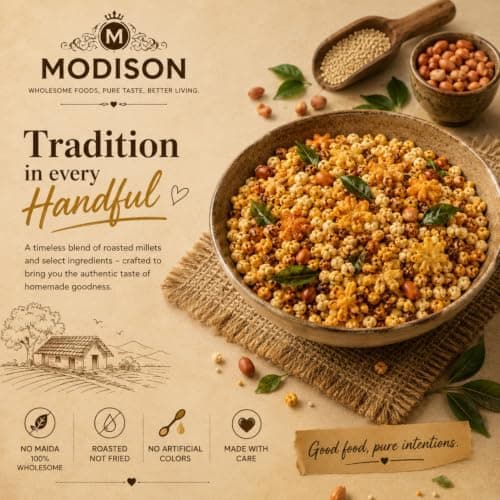 MODISON Roasted Millet Mix Indian Namkeen Crispy Multigrain 180g thumbnail 7