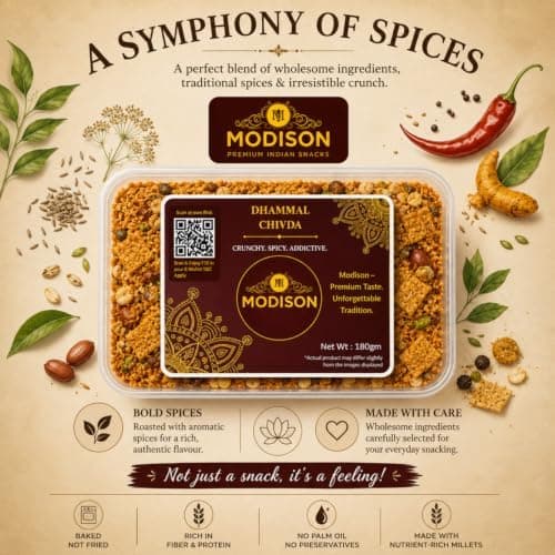 MODISON Dhammal Chivda Indian Namkeen Spicy Crunchy Mix 180g thumbnail 6