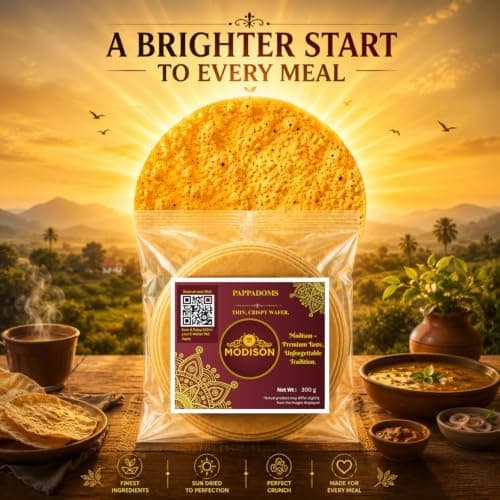 MODISON Plain Pappadoms Indian Papad Thin Crispy Wafer 300g thumbnail 5