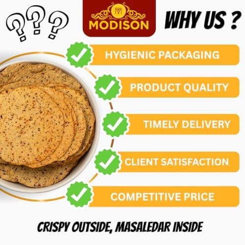 MODISON Masala Papad Indian Snacks Spicy Lentil Crackers 180g thumbnail 2