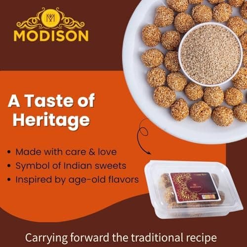 MODISON Til Laddu Indian Sweets Sesame Sweet Balls 180g thumbnail 3