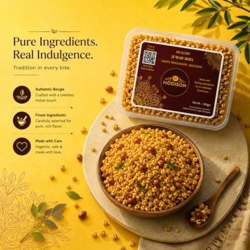 MODISON Healthy Bajra Bhel Indian Namkeen Roasted Pearl Millet 180g thumbnail 7