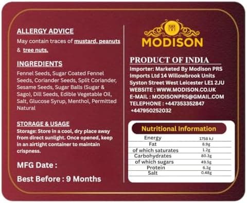 MODISON Fennel Coriander Blend Indian Mouth Freshener 100g thumbnail 2