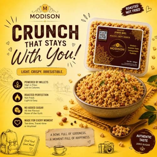 MODISON Healthy Bajra Bhel Indian Namkeen Roasted Pearl Millet 180g thumbnail 4