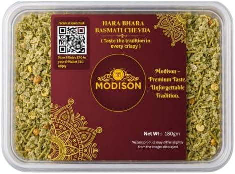 MODISON Hara Bhara Basmati Chivada Indian Namkeen Mint Coriander 180g thumbnail 1