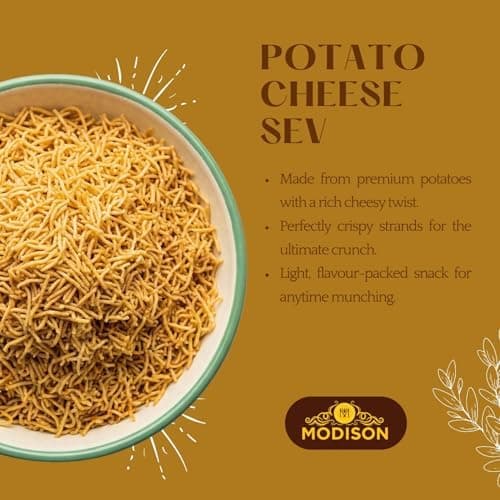 MODISON Potato Cheese Sev Indian Snacks Crispy Cheesy 180g thumbnail 4