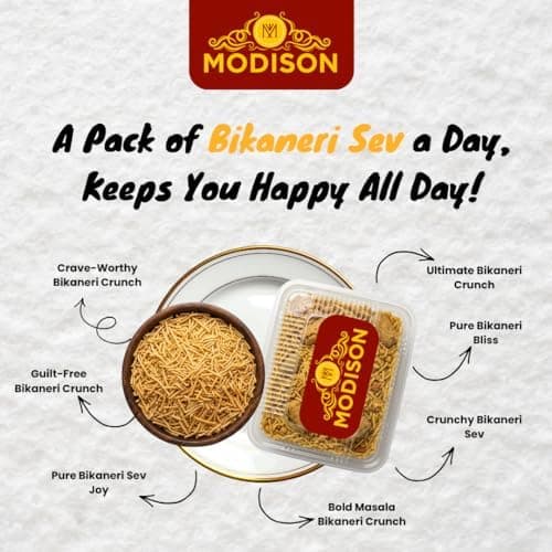 MODISON Bikaneri Sev Indian Snacks Crunchy Bhujia 180g thumbnail 2
