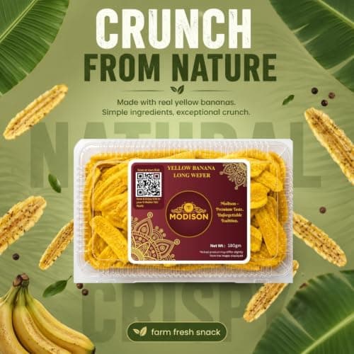 MODISON Yellow Banana Long Wafer Indian Snacks Crispy Kela 180g thumbnail 7