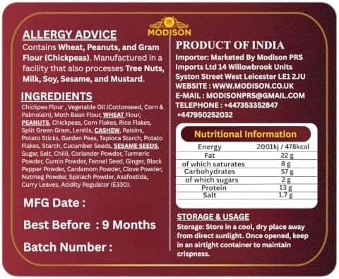 MODISON Chanachur Indian Namkeen Snack Traditional Savoury 200g thumbnail 2