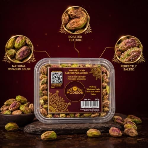 MODISON Roasted Pistachios Indian Dry Fruit Salted Pista 180g thumbnail 4