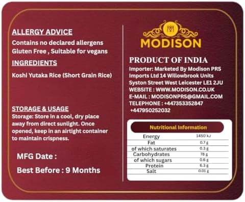 MODISON Japanese Style Short Grain Rice Sushi Rice 1kg thumbnail 2