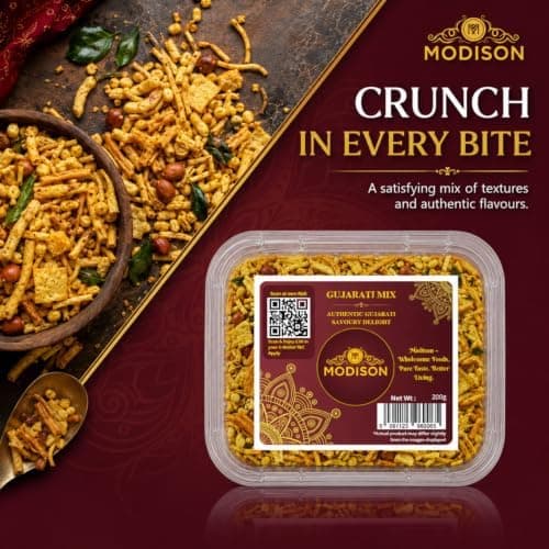MODISON Gujarati Mix Indian Namkeen Snack Traditional Savoury 200g thumbnail 7