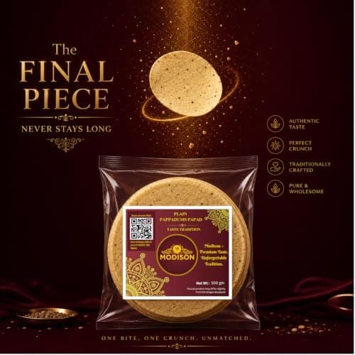 MODISON Madras Plain Pappadoms Indian Papad Crispy Wafer 300g thumbnail 6