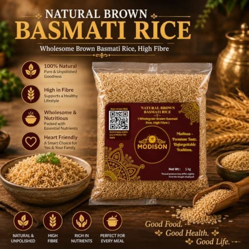MODISON Natural Brown Basmati Rice Wholegrain High Fibre 1kg thumbnail 5