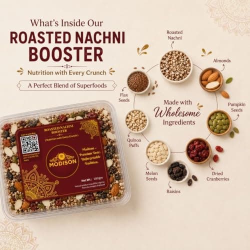 MODISON Roasted Nachni Booster Indian Snacks Ragi Seed Mix 180g thumbnail 7