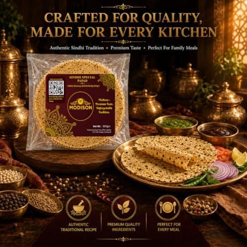 MODISON Sindhi Special Indian Papad Black Pepper Cumin 200g thumbnail 4