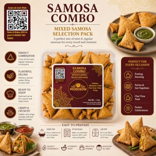 MODISON Samosa Combo Cocktail & Punjabi Frozen Indian Snack 1.4kg thumbnail 3