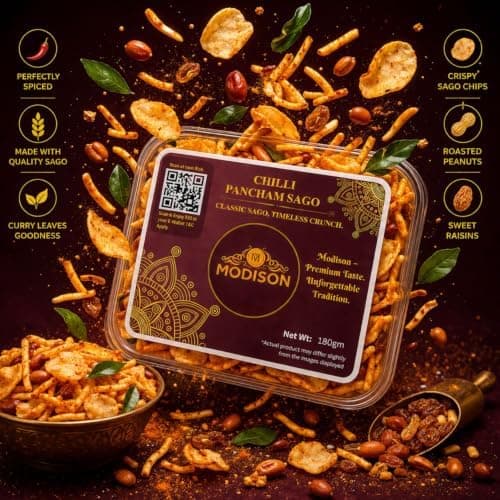 MODISON Chilli Pancham Sago Indian Namkeen Spicy Sabudana 180g thumbnail 2