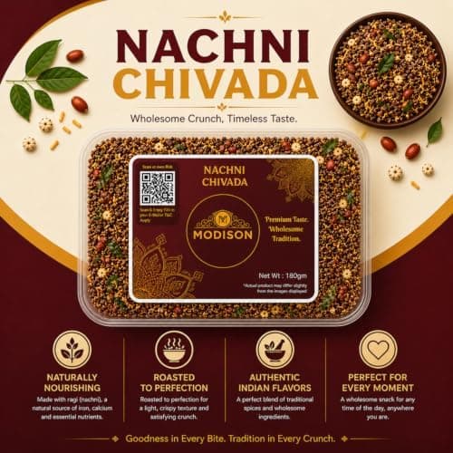 MODISON Nachni Chivada Indian Namkeen Roasted Ragi Millet 180g thumbnail 5