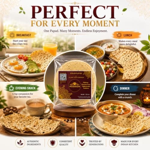 MODISON Urad Papad Indian Papad Crispy Lentil Wafer 200g thumbnail 2