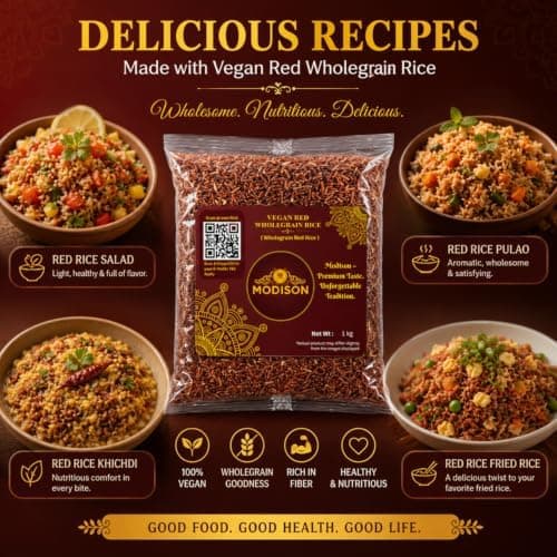 MODISON Vegan Red Wholegrain Rice Natural Gluten Free 1kg thumbnail 6
