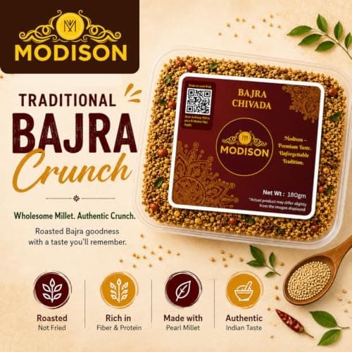 MODISON Bajra Chivda Indian Namkeen Crispy Pearl Millet 180g thumbnail 5