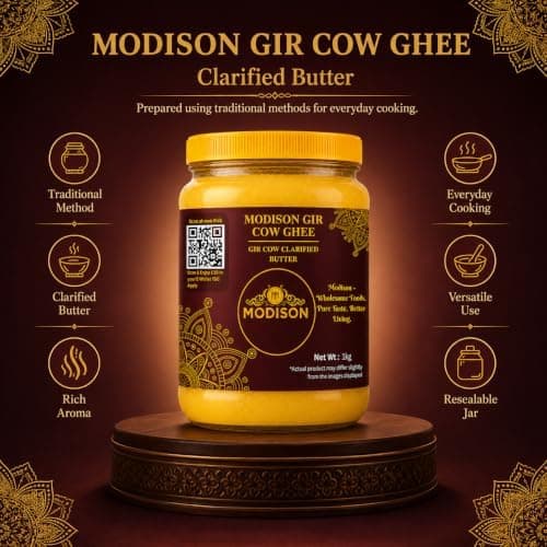 MODISON Gir Cow Ghee Clarified Butter Pure Milk Fat 1kg thumbnail 4