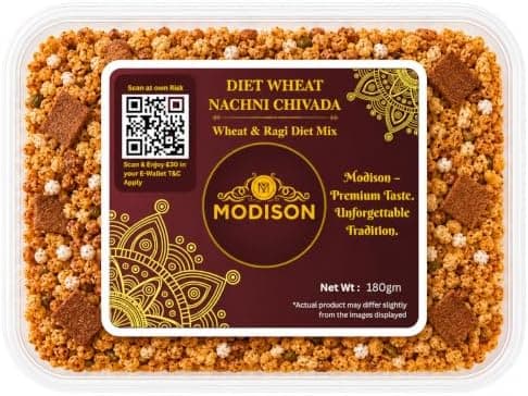 MODISON Diet Wheat Nachni Chivada Indian Namkeen Crispy Ragi 180g thumbnail 1