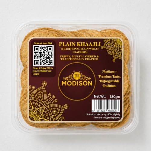 MODISON Plain Khaajli Indian Snacks Crispy Wheat Crackers 180g thumbnail 1