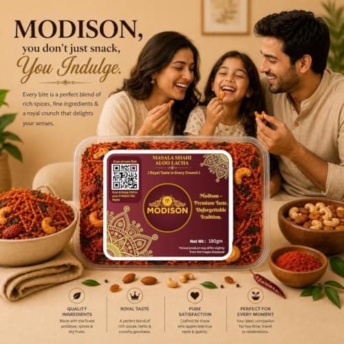 MODISON Masala Shahi Aloo Lacha Indian Namkeen Spicy Potato 180g thumbnail 6