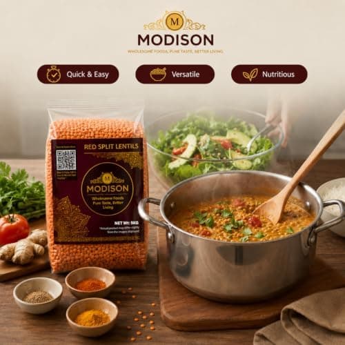 MODISON Red Split Lentils Masoor Dal High Fibre Protein 5KG thumbnail 7